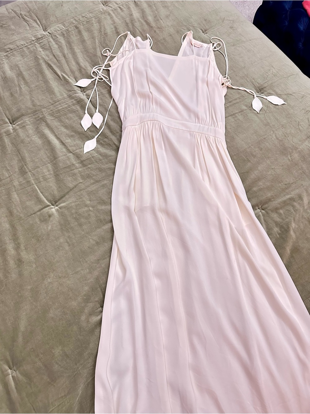 Tory Burch Pale Blush Leaf-Tie Maxi Dress